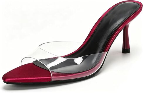 Women's Clear Backless Stilettos Heel Sandals Fashion Pointed Open Toe Slip On High Heel Dress Mules Slides Sandals Daily Sexy Party Wedding in Kuwait