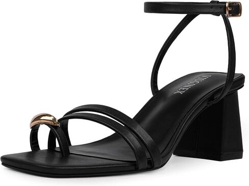 VIUGJNEX Heels for Women Square Open Toe 2.75-in Block Chunky Heels Metal Toe Ring Strappy Sandals Ankle Strap Flip Flop Thong Sandals for Women Comfort Dress Wedding Prom Bridal Shoes in Saudi Arabia