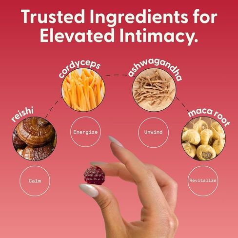 SuperMush Daily Passion Horny Goat Weed Gummies for Men & Women - Intimacy Gummies with Cordyceps, Reishi & Maca Root - Ignite Feel-Good Vibes & Lasting Energy Supplement, Made in the USA (10 Count) in Saudi Arabia