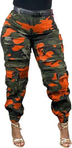Unybwonn Women Baggy Cargo Jeans Camo Army Fatigue Wide Leg High Waisted Denim Pants Plus Size Camouflage Jean Trousers in Saudi Arabia