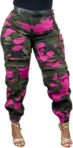 Unybwonn Women Baggy Cargo Jeans Camo Army Fatigue Wide Leg High Waisted Denim Pants Plus Size Camouflage Jean Trousers in Saudi Arabia