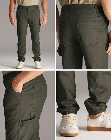 CHRONOLINE Men's Tapered Jogger Stretch Twill Cotton Work Pants for Men Workwear Carpenter Jeans Casual Cargo Pants in Kuwait