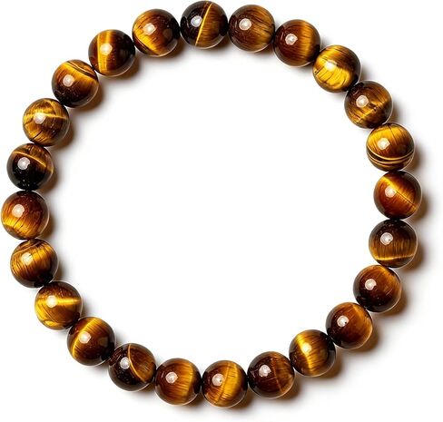 ANNIE WU Natural Tiger Eye Bracelet for Men Women, Genuine Tiger Eye Stone Beaded Stretch Bracelet, 8mm Crystal Bead Energy Bracelet, Handmade Meditation Yoga Jewelry, Spiritual Protection Gift in Saudi Arabia