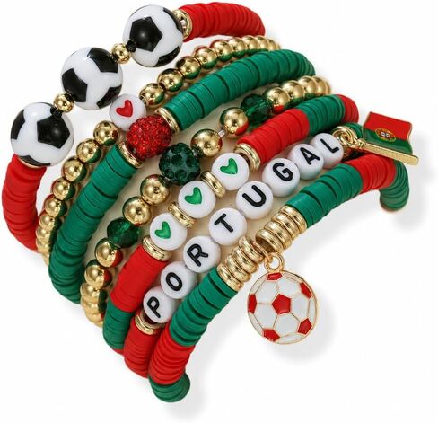 World Cup Stackable Bracelets, Fun World Cup Gifts,Perfect for Men Women and Soccer Lovers in Kuwait