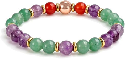 ALITTLECAR Natural Gemstone Stretch Bracelet for Women, 7.5" Elastic Round Beads, Handmade Crystal Jewelry, Positive Energy Balance Bracelet, Gift for Her in Saudi Arabia