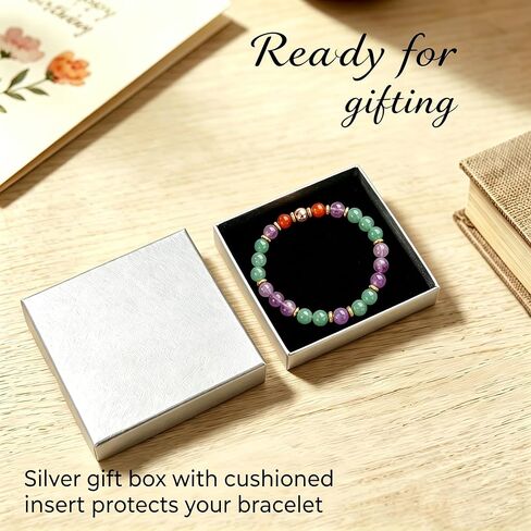 ALITTLECAR Natural Gemstone Stretch Bracelet for Women, 7.5" Elastic Round Beads, Handmade Crystal Jewelry, Positive Energy Balance Bracelet, Gift for Her in Saudi Arabia