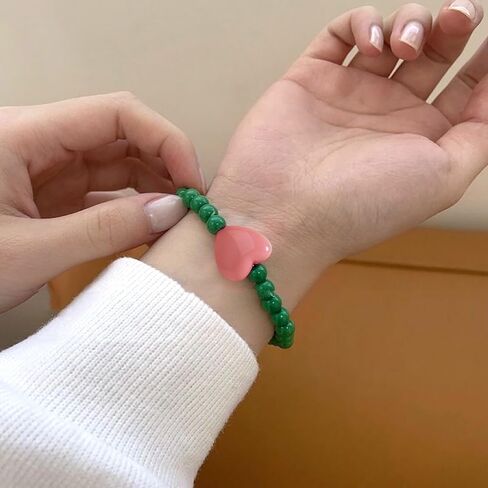 3Pcs Colorful Heart Beaded Friendship Bracelets Set Adjustable Handmade Stretch BFF Wrist Jewelry for Women in Saudi Arabia