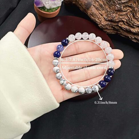 مطرز أساور ممتدة للنساء Howlite اللازورد سوار للصبر الهدوء اليدوية الطبيعية خرز كريستالي مجوهرات in Kuwait