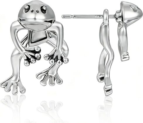 Frog Stud Earrings for Women - Hypoallergenic 3D Vintage Frog Shaped Dainty Earrings, Funny Cute Fun Animal Jewelry, Unique Unusual Weird Stuff Perfect Gifts in Saudi Arabia