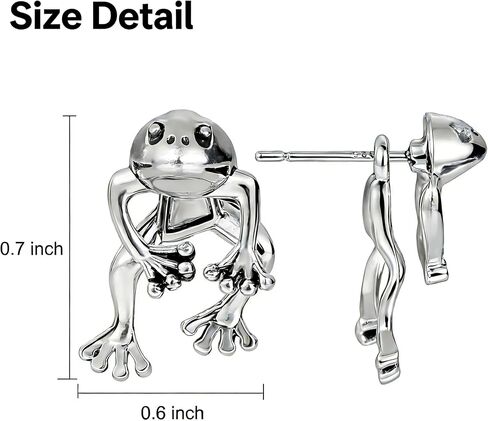 Frog Stud Earrings for Women - Hypoallergenic 3D Vintage Frog Shaped Dainty Earrings, Funny Cute Fun Animal Jewelry, Unique Unusual Weird Stuff Perfect Gifts in Saudi Arabia