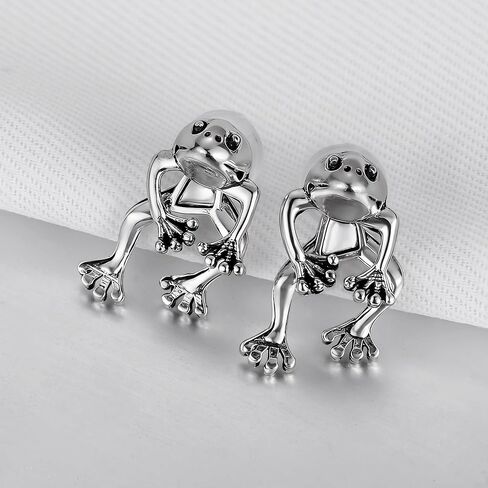 Frog Stud Earrings for Women - Hypoallergenic 3D Vintage Frog Shaped Dainty Earrings, Funny Cute Fun Animal Jewelry, Unique Unusual Weird Stuff Perfect Gifts in Saudi Arabia