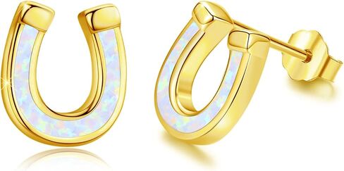 Horse Earrings Opal Horseshoe Earrings Hypoallergenic Cute Earrings Horse Gift for Women Gifts for Horse Lovers in Saudi Arabia