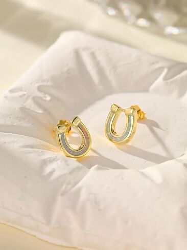 Horse Earrings Opal Horseshoe Earrings Hypoallergenic Cute Earrings Horse Gift for Women Gifts for Horse Lovers in Saudi Arabia