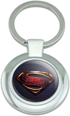رسومات والمزيد سلسلة مفاتيح بشعار Justice League Movie Superman أنيقة مستديرة من المعدن المطلي بالكروم in Kuwait