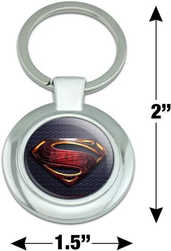 رسومات والمزيد سلسلة مفاتيح بشعار Justice League Movie Superman أنيقة مستديرة من المعدن المطلي بالكروم in Kuwait