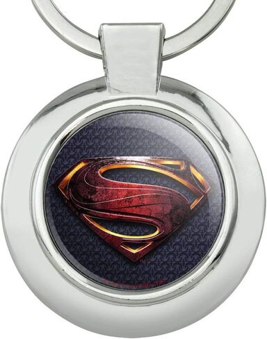 رسومات والمزيد سلسلة مفاتيح بشعار Justice League Movie Superman أنيقة مستديرة من المعدن المطلي بالكروم in Kuwait