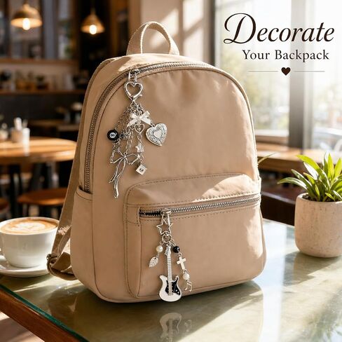 2-Piece Y2k Keychains, Punk Guitar Keychain and Cute Heart Locket Keychain, silver bag charms Charms Set for Purse in Saudi Arabia