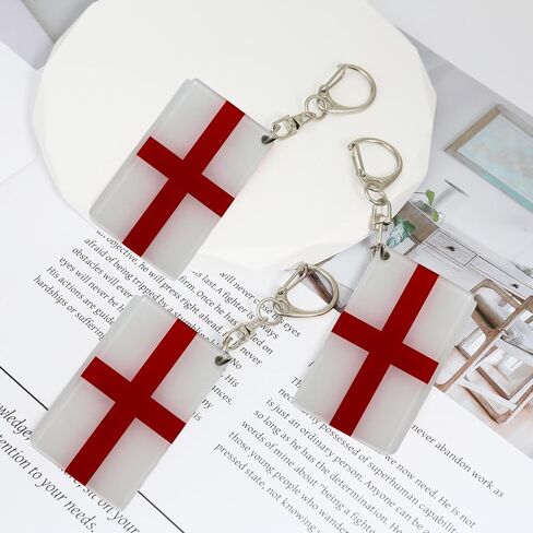 England Flag Keychain - Double Sided Acrylic D Shape Chains Englander Flags Key Chains Men and Women Style Car Key chain Gifts Decoration (3 Pcs) in Saudi Arabia