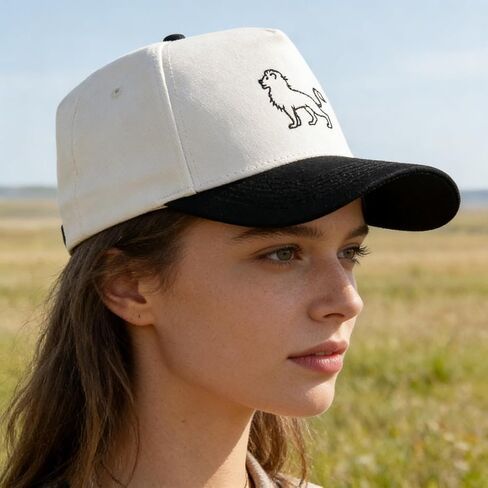 Embroidered Animal Design Two Tone Trucker Baseball Cap, Adjustable Cotton Hat for Men Women Casual Outdoor Gift in Kuwait