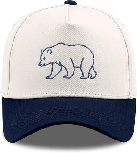 Embroidered Animal Design Two Tone Trucker Baseball Cap, Adjustable Cotton Hat for Men Women Casual Outdoor Gift in Kuwait