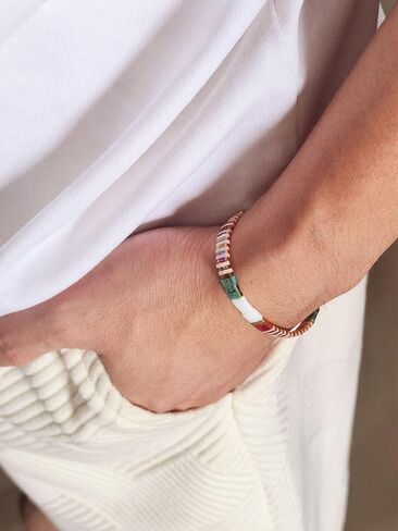 Stretch Bracelets for Women, Tila Flat Beaded Bracelets Stackable for Men, Friendship Bracelet with Colorful Beads, Summer Bracelet for Boho Jewelry in Saudi Arabia