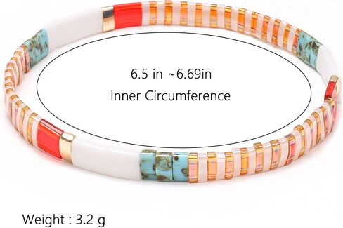 Stretch Bracelets for Women, Tila Flat Beaded Bracelets Stackable for Men, Friendship Bracelet with Colorful Beads, Summer Bracelet for Boho Jewelry in Saudi Arabia