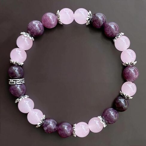 Beaded Stretch Bracelets for Women Rose Quartz Bracelet for Depression Reduce Handmade Natural Crystal Beads Jewelry in Kuwait