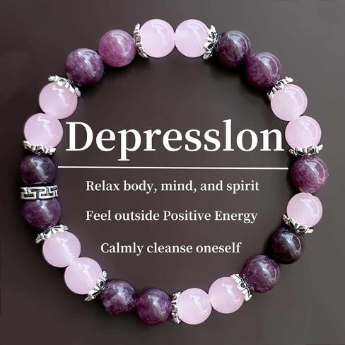 Beaded Stretch Bracelets for Women Rose Quartz Bracelet for Depression Reduce Handmade Natural Crystal Beads Jewelry in Kuwait