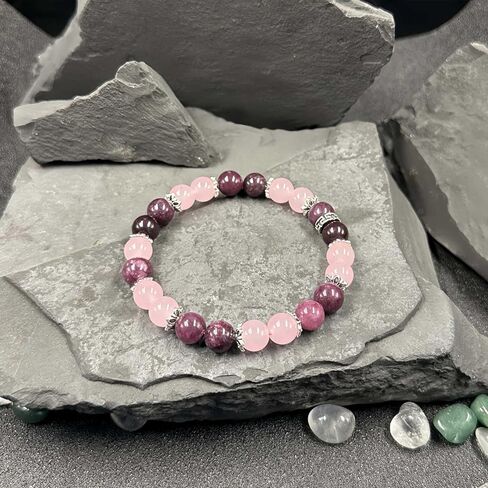 Beaded Stretch Bracelets for Women Rose Quartz Bracelet for Depression Reduce Handmade Natural Crystal Beads Jewelry in Kuwait