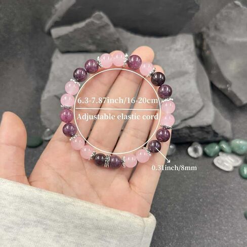 Beaded Stretch Bracelets for Women Rose Quartz Bracelet for Depression Reduce Handmade Natural Crystal Beads Jewelry in Kuwait