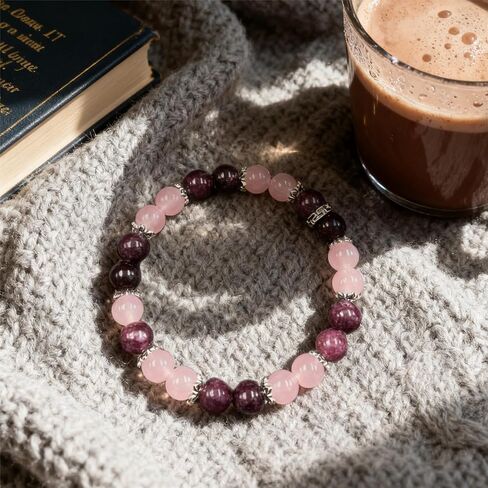 Beaded Stretch Bracelets for Women Rose Quartz Bracelet for Depression Reduce Handmade Natural Crystal Beads Jewelry in Kuwait
