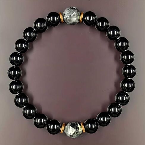 Beaded Stretch Bracelets for Women Obsidian Black Tourmaline Bracelet for Goal Manifestation Jewelry Gift for Clarity in Kuwait