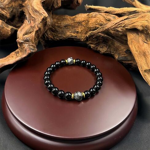 Beaded Stretch Bracelets for Women Obsidian Black Tourmaline Bracelet for Goal Manifestation Jewelry Gift for Clarity in Kuwait