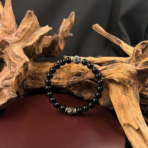 Beaded Stretch Bracelets for Women Obsidian Black Tourmaline Bracelet for Goal Manifestation Jewelry Gift for Clarity in Kuwait