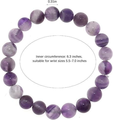 LIYAPEI 8mm Natural Dream Amethyst Beaded Bracelet for Women, Genuine Purple Crystal Healing Energy Bracelet, Minimalist Spiritual Jewelry Gift for Calm & Good Luck in Saudi Arabia