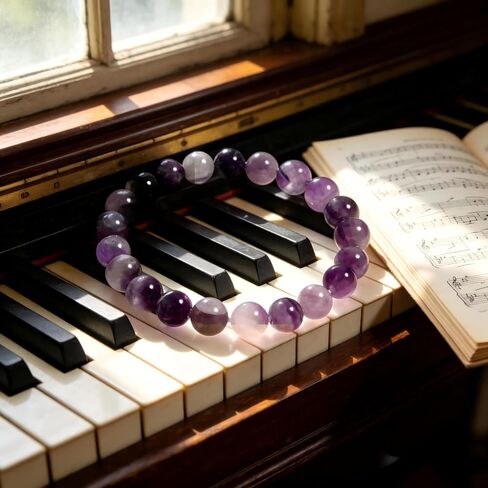 LIYAPEI 8mm Natural Dream Amethyst Beaded Bracelet for Women, Genuine Purple Crystal Healing Energy Bracelet, Minimalist Spiritual Jewelry Gift for Calm & Good Luck in Saudi Arabia