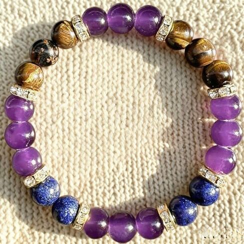 Beaded Stretch Bracelets for Women Men Relax Bracelet with Amethyst Handmade Natural Crystal Beads Jewelry in Kuwait