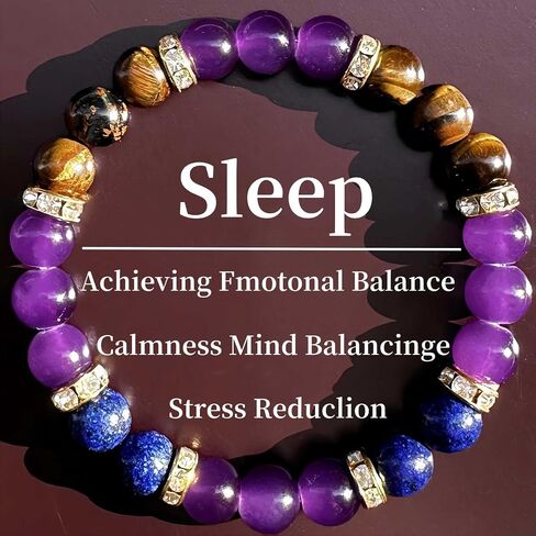 Beaded Stretch Bracelets for Women Men Relax Bracelet with Amethyst Handmade Natural Crystal Beads Jewelry in Kuwait