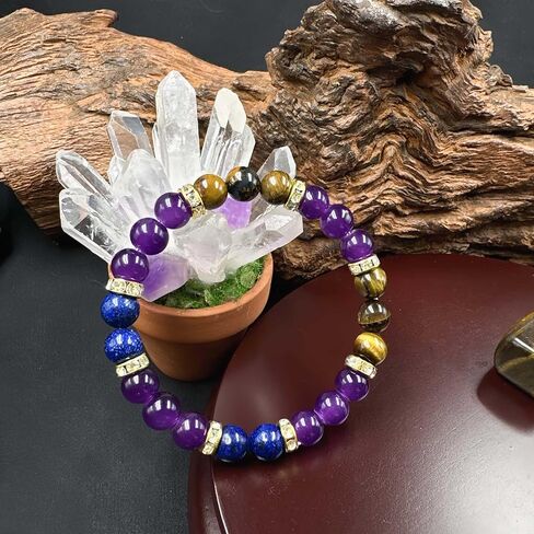 Beaded Stretch Bracelets for Women Men Relax Bracelet with Amethyst Handmade Natural Crystal Beads Jewelry in Kuwait