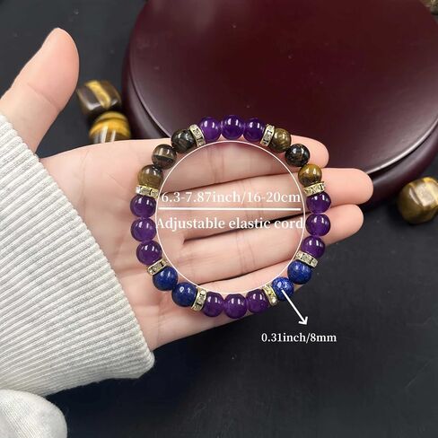 Beaded Stretch Bracelets for Women Men Relax Bracelet with Amethyst Handmade Natural Crystal Beads Jewelry in Kuwait