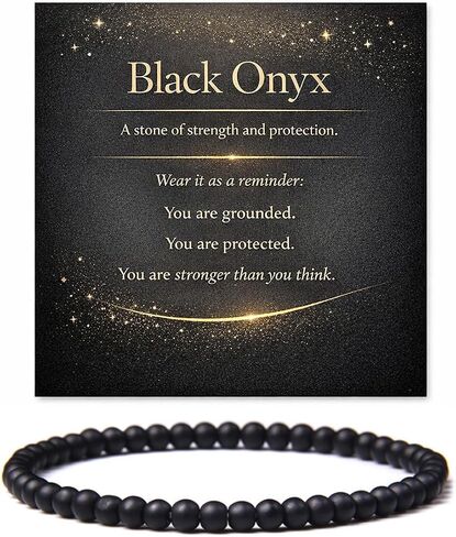 Frodete Black Onyx Bracelet Shungite Bracelet Black Onyx Jewelry Gifts for Woman Men in Saudi Arabia