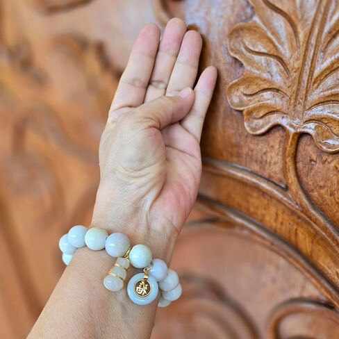 My Pet Elephant Heavens Tvcz Natural Thai Jade Bracelet 13.5mm Beads for Women with Lucky Jì Fú Coin & Calabash Prosperity Charm, Good Luck, Blessing, Spiritual Jewelry Gift, Free Skull Iron-On Patch in Saudi Arabia
