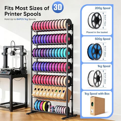 3D Printer Filament Storage Rack, Heavy Duty Spool Holders with Removable Storage Basket for 3D Printing Filaments, 7 Tier Large Metal Shelf Organizer for 3D Printing Business Studio Office Workshop in Kuwait