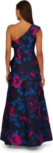 Adrianna Papell One Shoulder Floral Jacquard A Line Gown in Kuwait