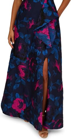 Adrianna Papell One Shoulder Floral Jacquard A Line Gown in Kuwait