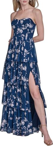 BCBGeneration Women's Strapless Sweatheart Neck Tiered Leg Slit Maxi Dress in Saudi Arabia