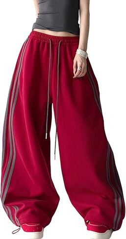 Hewlshawn Women's Wide Leg Sweatpants High Waist Y2K Streetwear Casual Loose Hip Hop Jogger Pants E-Girl Baggy Pants in Saudi Arabia