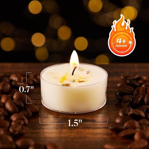 مصابيح الشاي المعطرة بشمع الصويا والأكريليك من أشلوكس، 8 عبوات كبيرة - احتراق لمدة 4 ساعات، بدون بارافين، بدون دخان، شموع صغيرة لحفلات الزفاف، قطع مركزية للطاولة، ديكور المنزل وعيد الميلاد in Kuwait