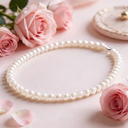 3 Piece 10mm Pearl Necklace Set for Women, Pearl Jewelry Set Includes Necklace, Bracelet and Earrings with Box for Brides Wedding Birthday Valentine Christmas Day Gifts in Kuwait