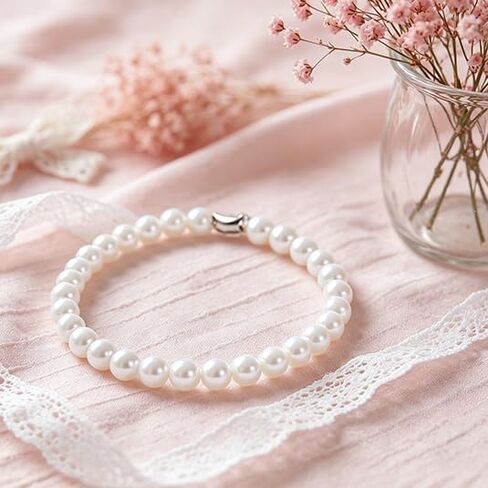 3 Piece 10mm Pearl Necklace Set for Women, Pearl Jewelry Set Includes Necklace, Bracelet and Earrings with Box for Brides Wedding Birthday Valentine Christmas Day Gifts in Kuwait